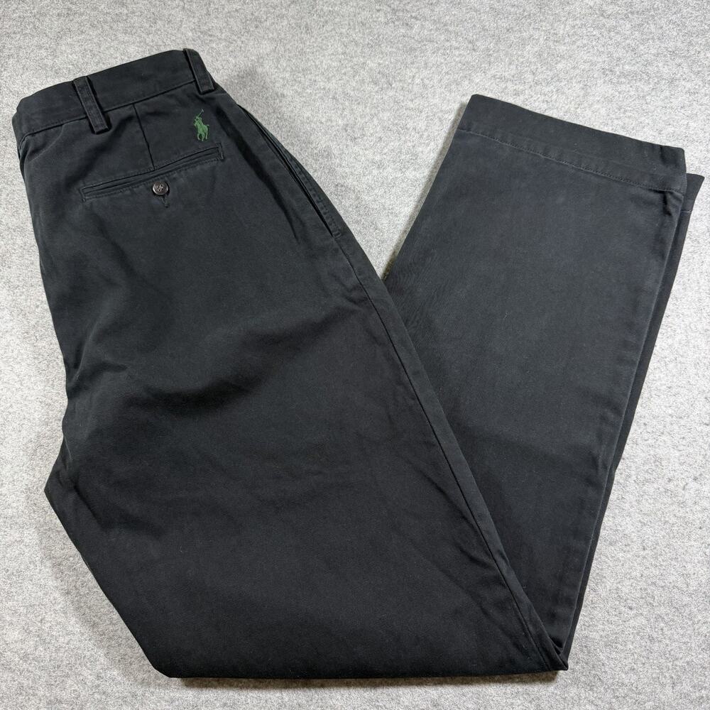 Polo Ralph Lauren Ethan Chino Pants Mens 34x32 Black Pleated Vintage 90s Classic
